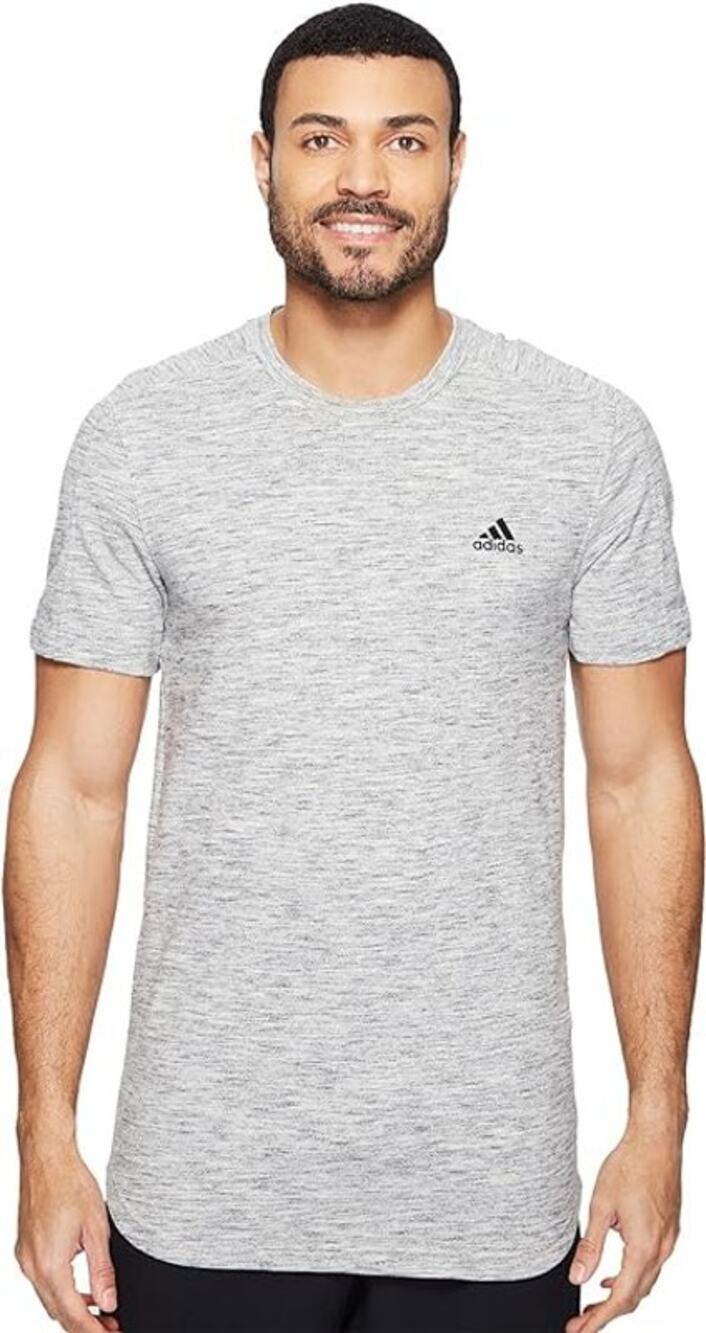 Adidas Pique T-Shirt Tee Gray Midweight Short Sleeve Active Size Mens Small Crew
